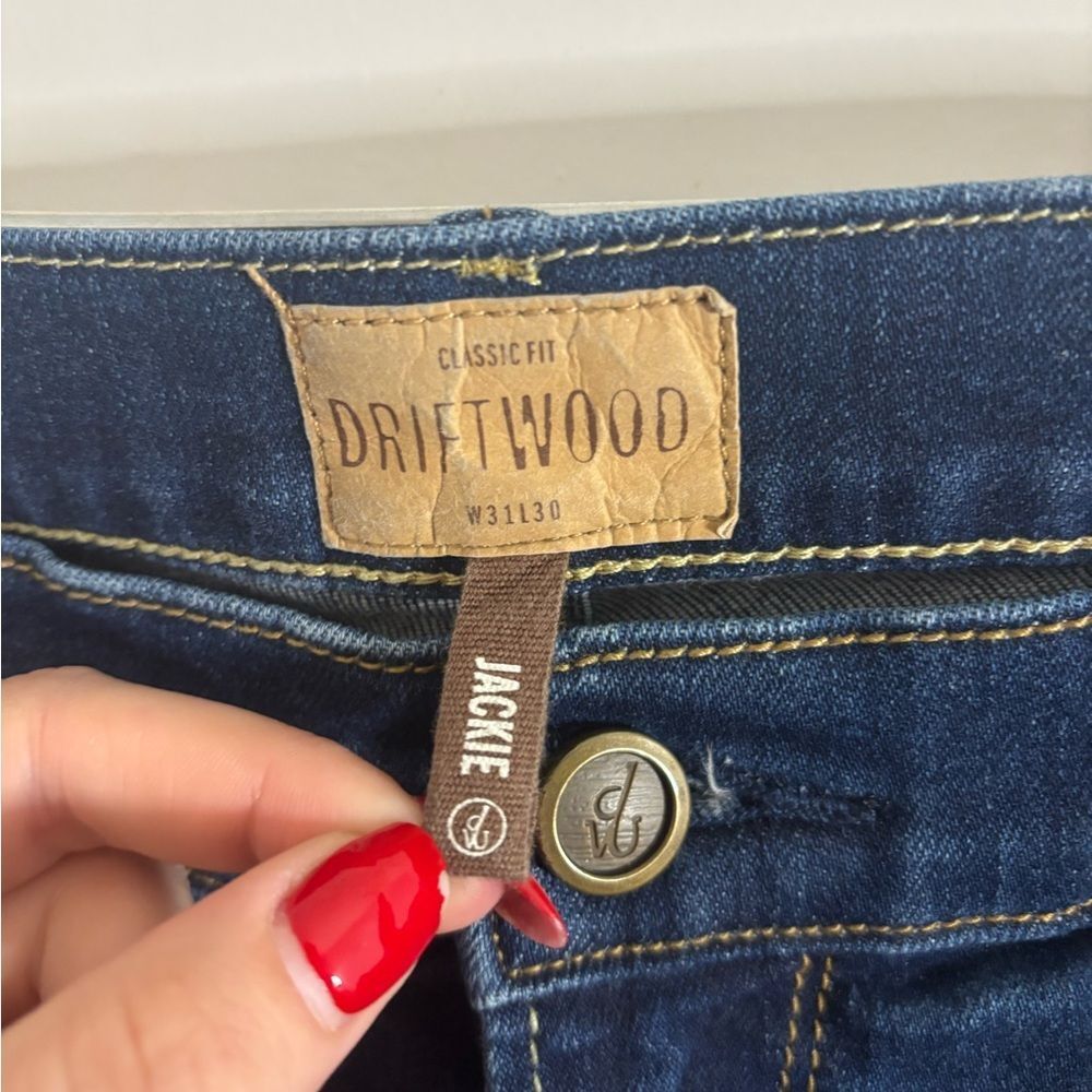 DRIFTWOOD jackie Dark Blue Skinny Jeans with Distressed Detail size 31 EUC - Picture 2 of 4